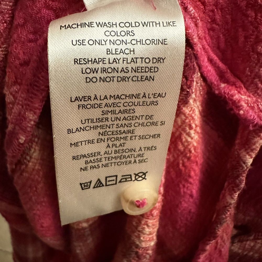 Pilcro Anthropologie Pink Plaid Pockets Crinkle Tunic Button Collared‎ Top XS - Picture 11 of 12